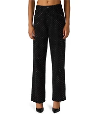 Steve Madden Avaline High-Rise Straight Leg Crystal Denim Jeans