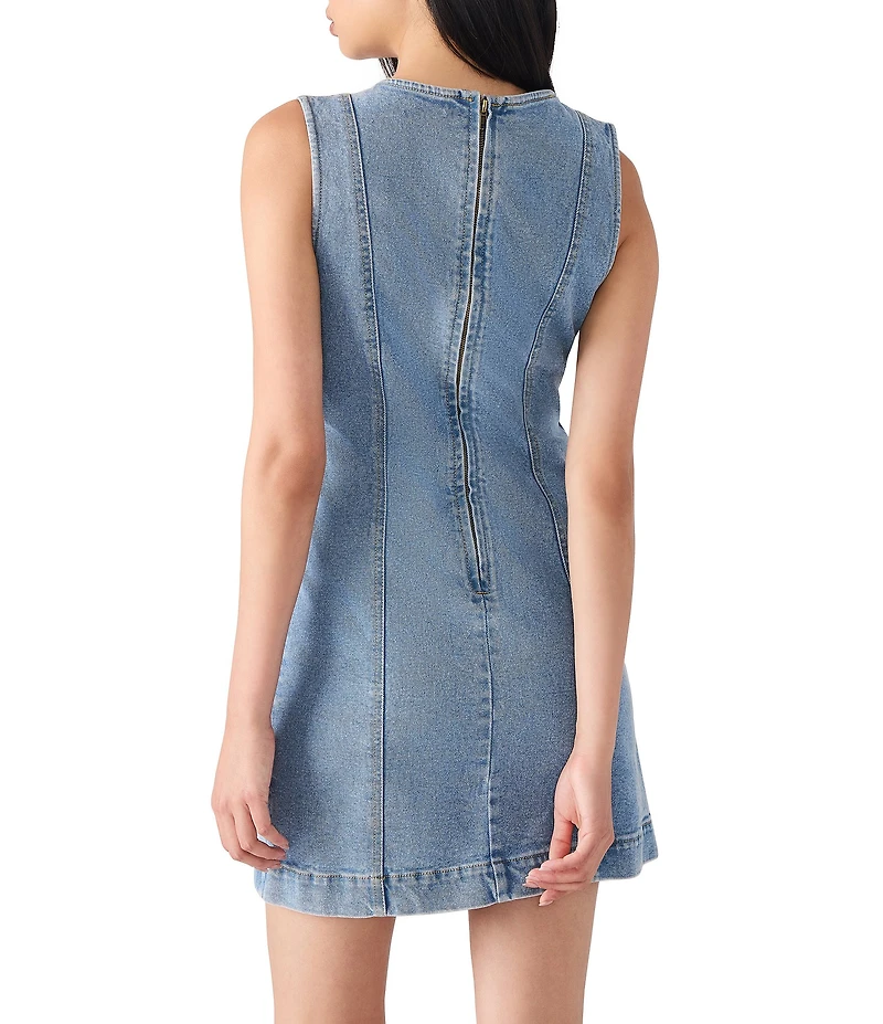 Steve Madden Averi Crewneck Sleeveless Denim Mini Dress