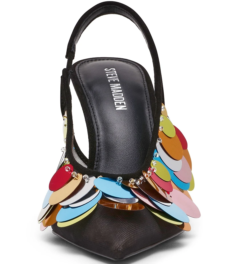 Steve Madden Avid Mesh Paillette Ornamented Slingback Dress Pumps