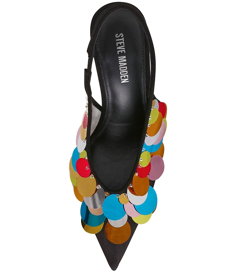 Steve Madden Avid Mesh Paillette Ornamented Slingback Dress Pumps