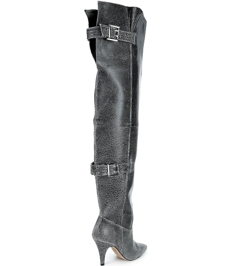 Steve Madden Baddie Distressed Leather Over-The-Knee Moto Boots