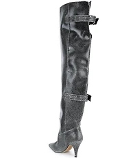 Steve Madden Baddie Distressed Leather Over-The-Knee Moto Boots