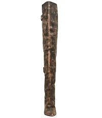Steve Madden Baddie Distressed Leather Over-The-Knee Moto Boots