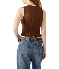 Steve Madden Barrett Faux Suede V-Neck Sleeveless Button Front Vest