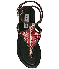 Steve Madden Bayley Woven Leather Thong Gladiator Sandals