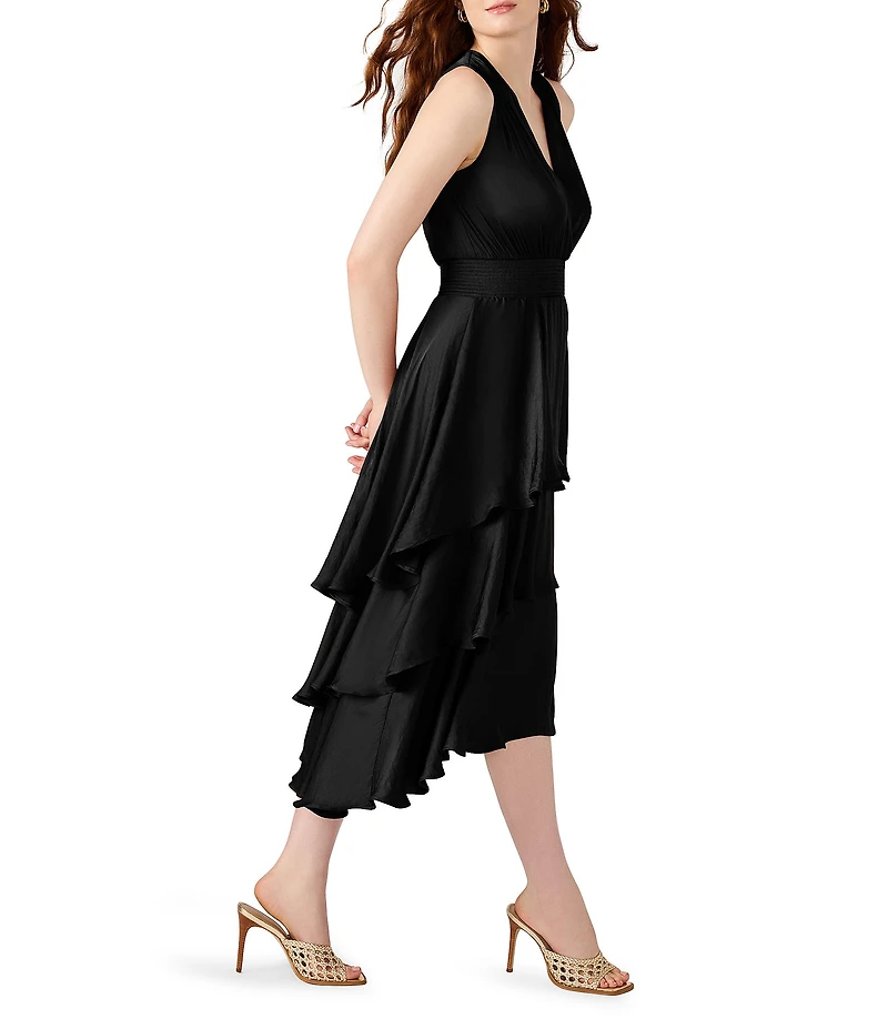 Steve Madden Beiley V-Neck Sleeveless Satin Midi Dress