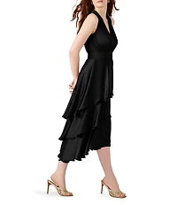 Steve Madden Beiley V-Neck Sleeveless Satin Midi Dress