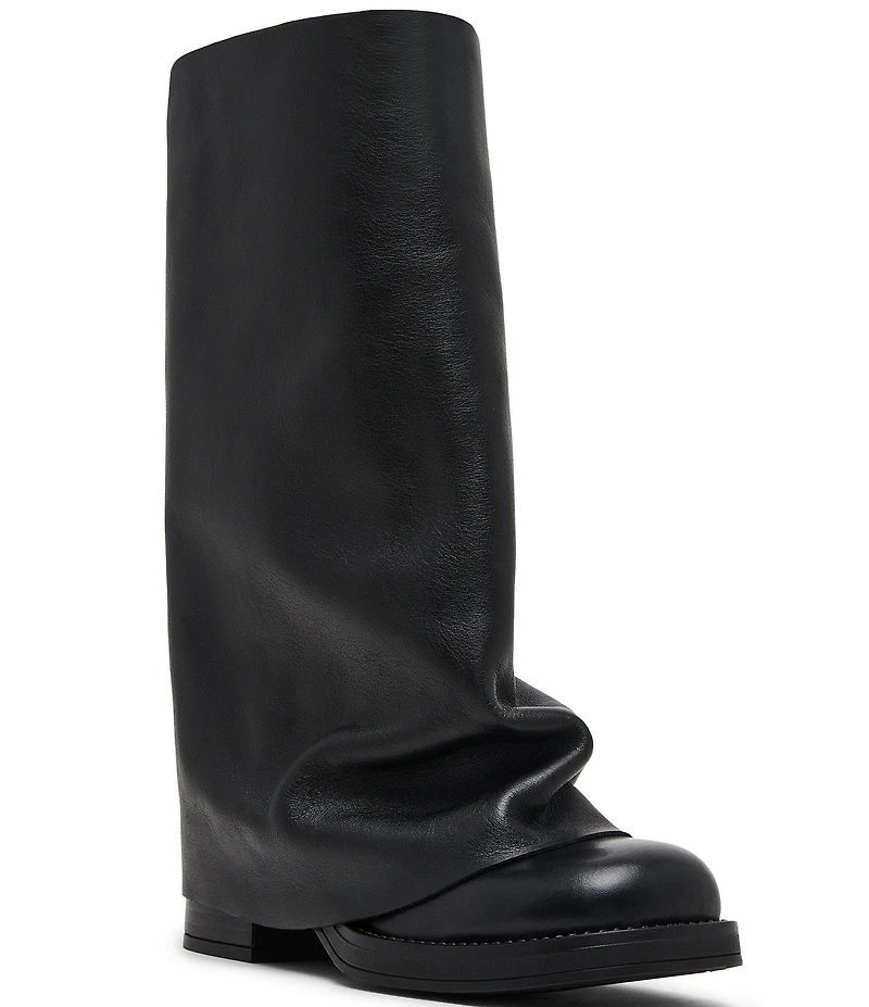 Steve Madden Benton Leather Foldover Moto Tall Boots