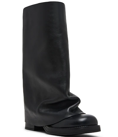 Steve Madden Benton Leather Foldover Moto Tall Boots