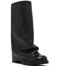 Steve Madden Benton Leather Foldover Moto Tall Boots