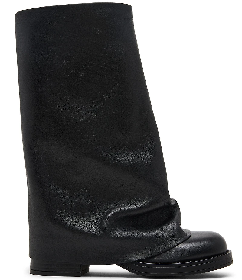 Steve Madden Benton Leather Foldover Moto Tall Boots