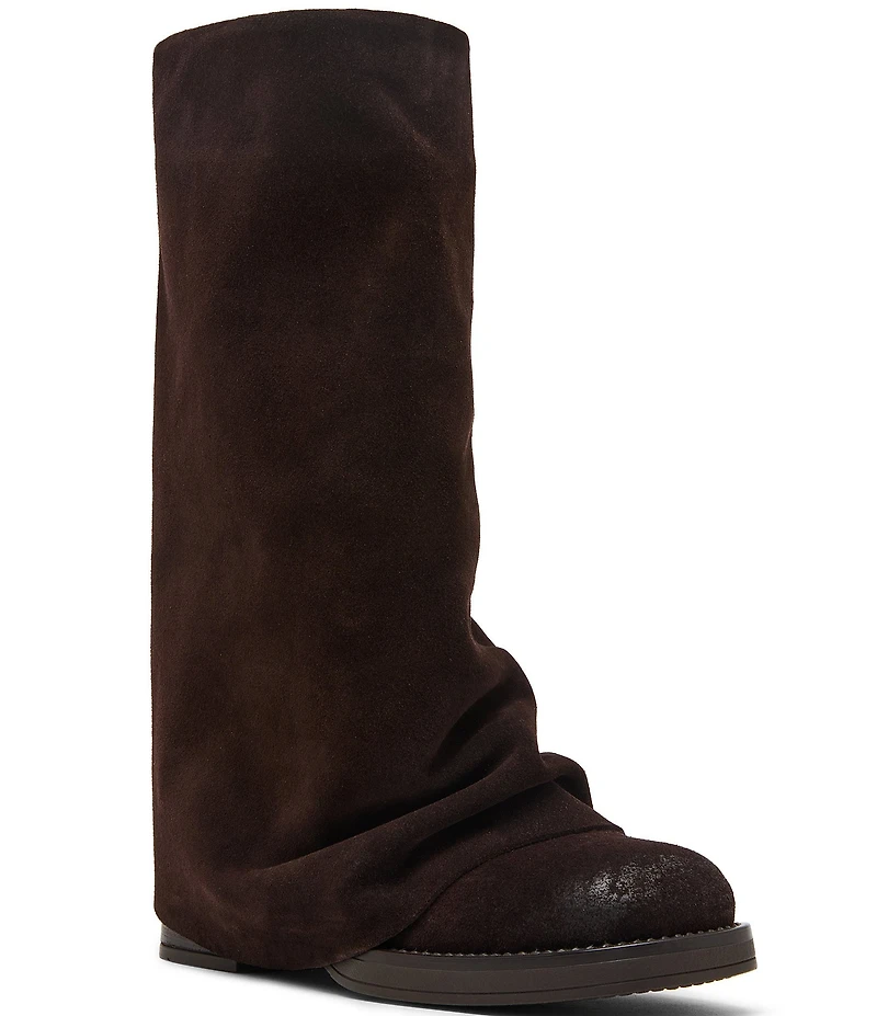 Steve Madden Benton Suede Foldover Moto Tall Boots