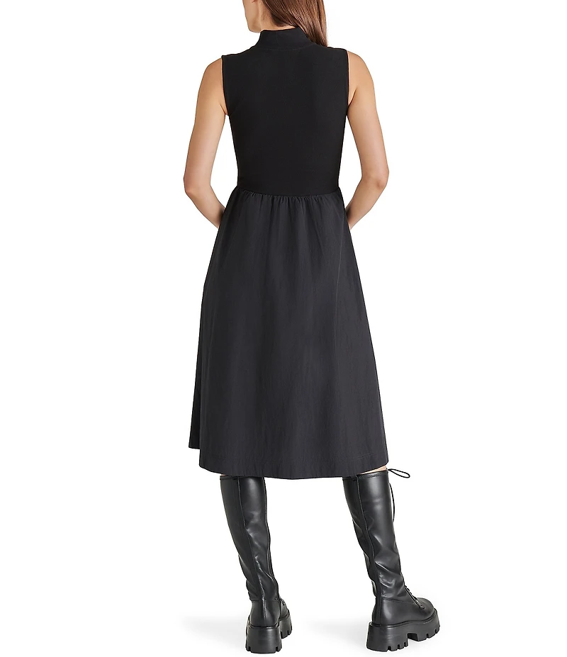 Steve Madden Berlin Mock Neck Half Zip Sleeveless Midi Dress