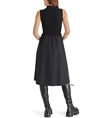Steve Madden Berlin Mock Neck Half Zip Sleeveless Midi Dress