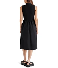 Steve Madden Berlin Mock Neck Half Zip Sleeveless Midi Dress