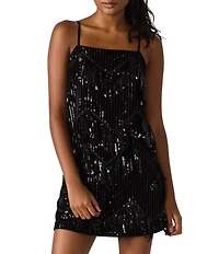 Steve Madden Blakelyn Square Neck Sleeveless Sequin Fringe Tank Top