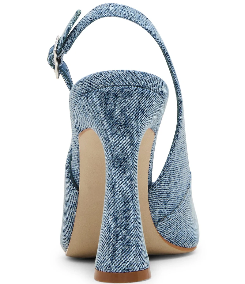 Steve Madden Blare Denim Sculptural Heel Slingback Pointed Toe Pumps