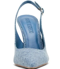 Steve Madden Blare Denim Sculptural Heel Slingback Pointed Toe Pumps