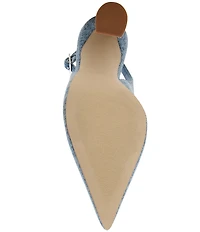 Steve Madden Blare Denim Sculptural Heel Slingback Pointed Toe Pumps
