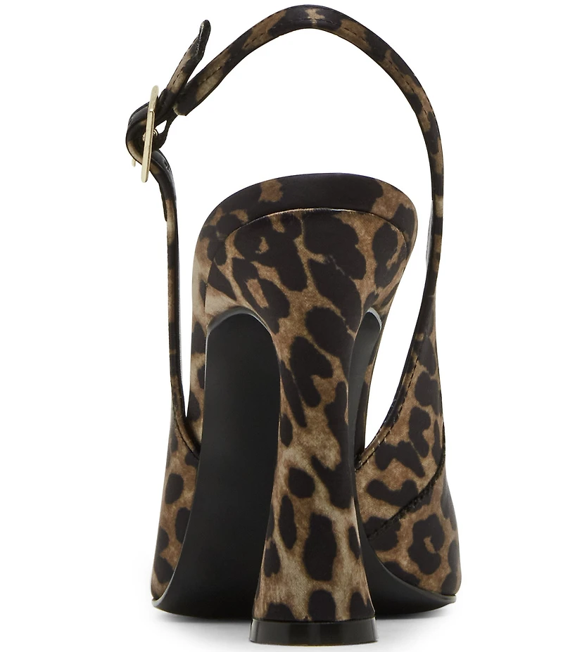 Steve Madden Blare Leopard Print Satin Sculptural Heel Slingback Pumps