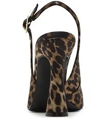 Steve Madden Blare Leopard Print Satin Sculptural Heel Slingback Pumps