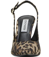 Steve Madden Blare Leopard Print Satin Sculptural Heel Slingback Pumps