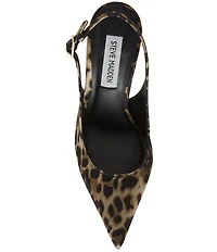 Steve Madden Blare Leopard Print Satin Sculptural Heel Slingback Pumps