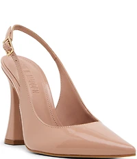 Steve Madden Blare Patent Leather Sculptural Heel Slingback Pointed Toe Pumps
