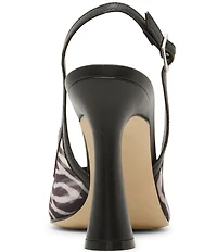 Steve Madden Blare Zebra Print Sculptural Heel Slingback Pointed Toe Pumps