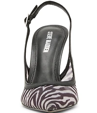 Steve Madden Blare Zebra Print Sculptural Heel Slingback Pointed Toe Pumps