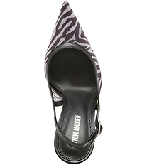 Steve Madden Blare Zebra Print Sculptural Heel Slingback Pointed Toe Pumps