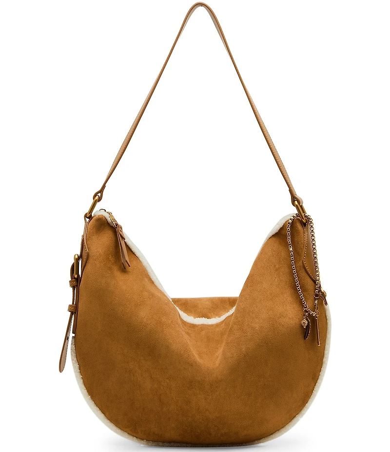Steve Madden Bcozie Suede Faux Fur Trim Slouchy Shoulder Bag