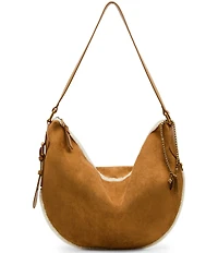 Steve Madden Bcozie Suede Faux Fur Trim Slouchy Shoulder Bag