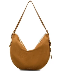 Steve Madden Bcozie Suede Faux Fur Trim Slouchy Shoulder Bag
