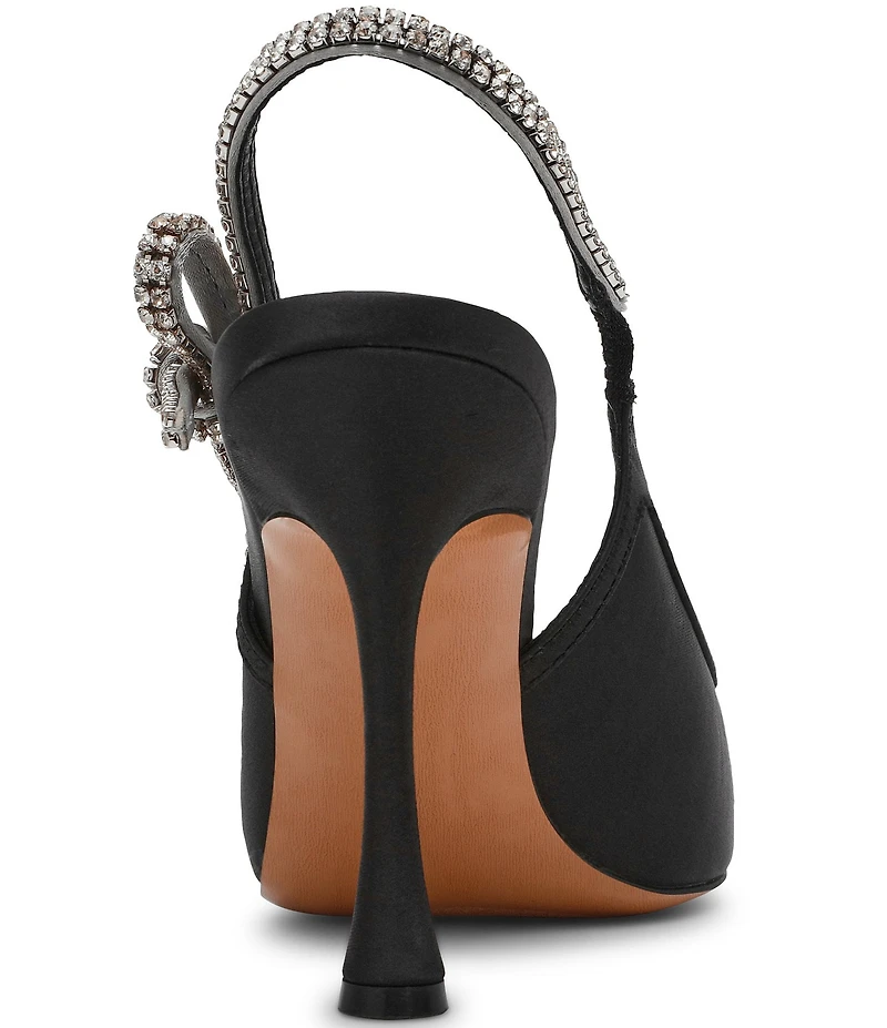 Steve Madden Bri Satin Rhinestone Bow Slingback Pumps