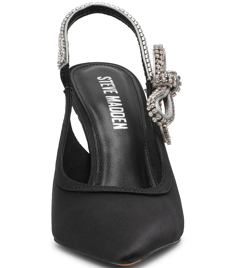 Steve Madden Bri Satin Rhinestone Bow Slingback Pumps