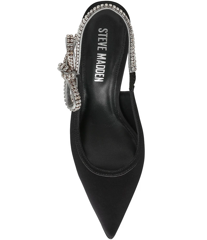 Steve Madden Bri Satin Rhinestone Bow Slingback Pumps