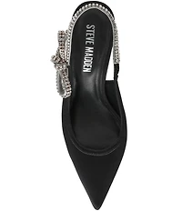 Steve Madden Bri Satin Rhinestone Bow Slingback Pumps