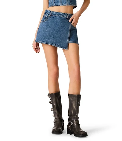 Steve Madden Brightin Denim Mid Rise Wrap Skort