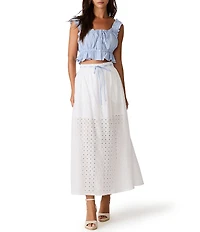 Steve Madden Brooklyn Gingham Print Scoop Neck Sleeveless Ruffle Hem Cropped Top