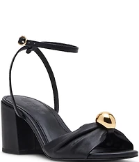 Steve Madden Caden Leather Ornamented Block Heel Ankle Strap Dress Sandals