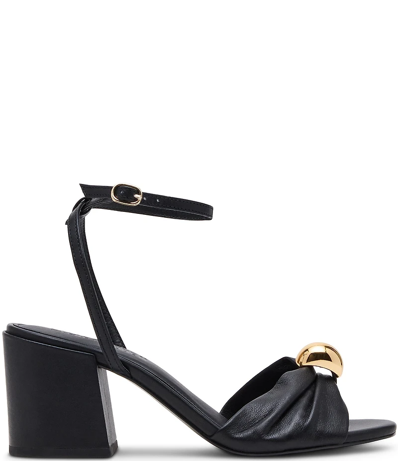 Steve Madden Caden Leather Ornamented Block Heel Ankle Strap Dress Sandals