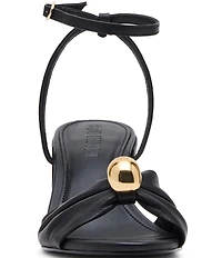 Steve Madden Caden Leather Ornamented Block Heel Ankle Strap Dress Sandals