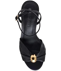 Steve Madden Caden Leather Ornamented Block Heel Ankle Strap Dress Sandals