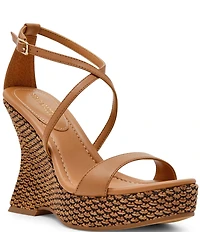 Steve Madden Caliana Nappa Leather Sculpted Wedge Dress Sandals