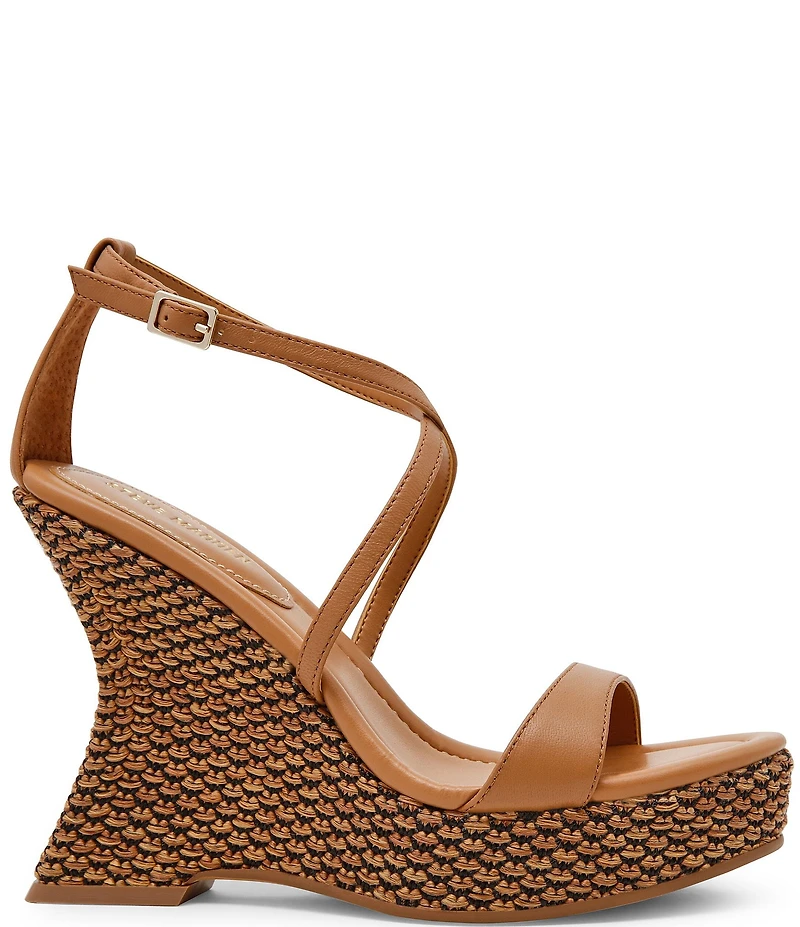 Steve Madden Caliana Nappa Leather Sculpted Wedge Dress Sandals