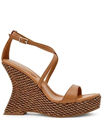 Steve Madden Caliana Nappa Leather Sculpted Wedge Dress Sandals
