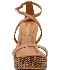 Steve Madden Caliana Nappa Leather Sculpted Wedge Dress Sandals