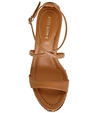 Steve Madden Caliana Nappa Leather Sculpted Wedge Dress Sandals