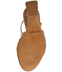 Steve Madden Caliana Nappa Leather Sculpted Wedge Dress Sandals